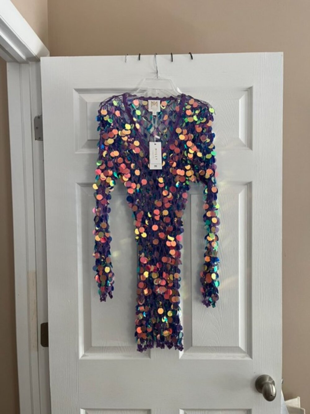 Milly Sequin Crochet Mini Dress/Coverup Size P/S